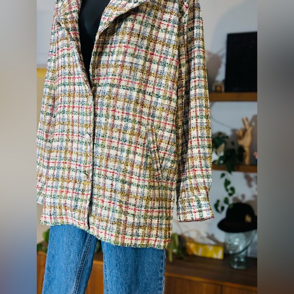Joelle Tweed Oversized Blazer Jacket – Plaid Multicolor – Size L – Like New - Picture 7 of 12
